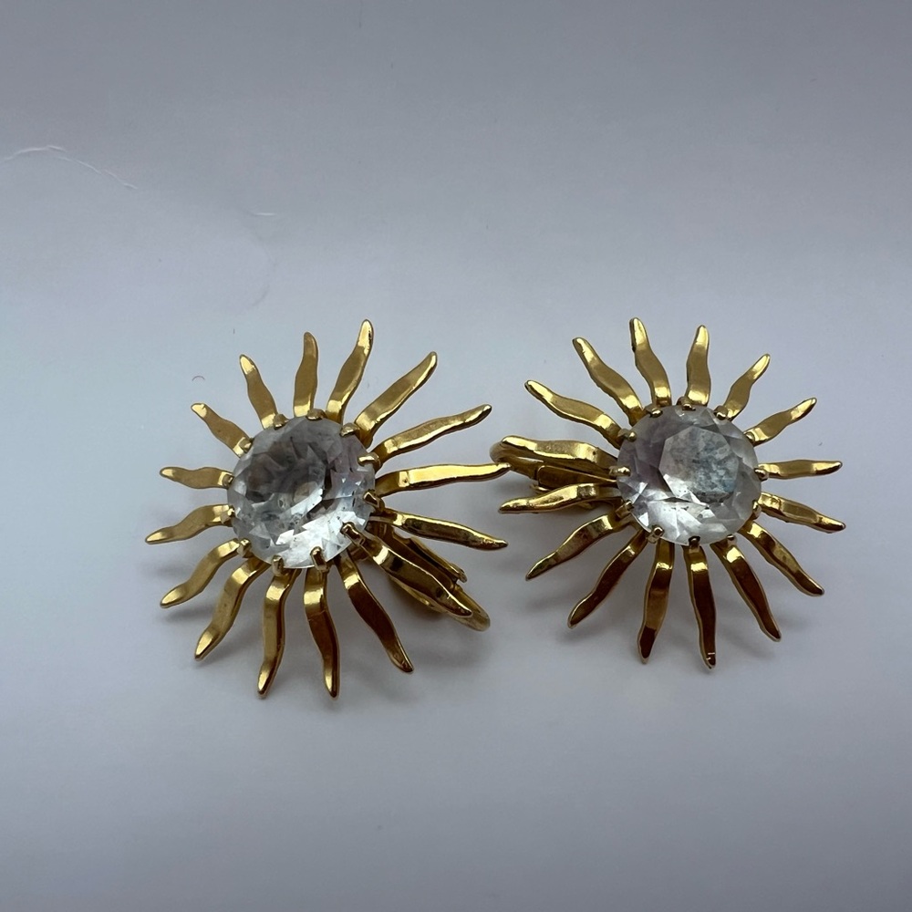 Vintage Sarah Coventry GoldTone Sunburst Clip-On Earrings